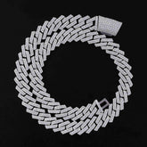 GL 14mm Silver Plated  VVS GRA Certified Moissanite Cuban Link Chain